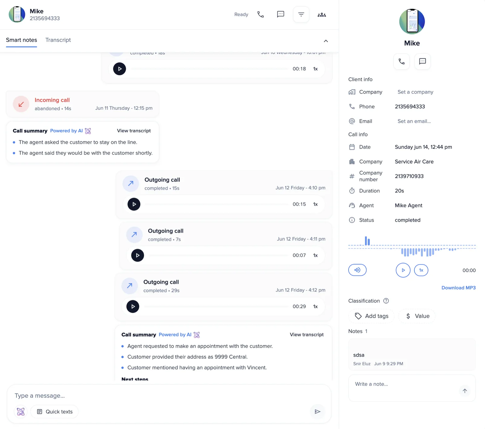 Genaya Call Center dashboard with dialer, live agents, and recent calls